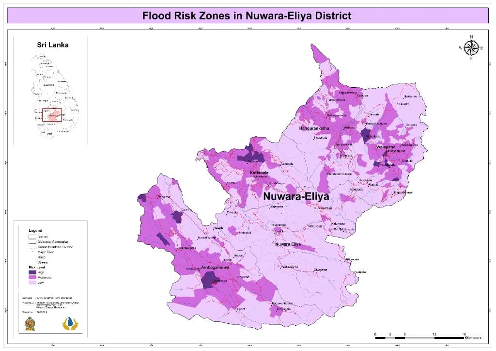 Flood Risk Zones in Nuwara Eliya District