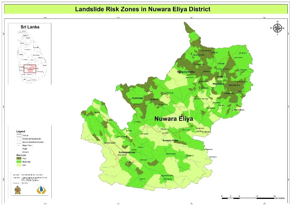 Landslide Risk Zones in Nuwara Eliya District
